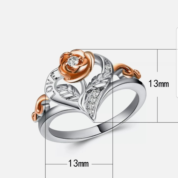 Rose gold two tone S925 silver white sapphire ring - Picture 3 of 4